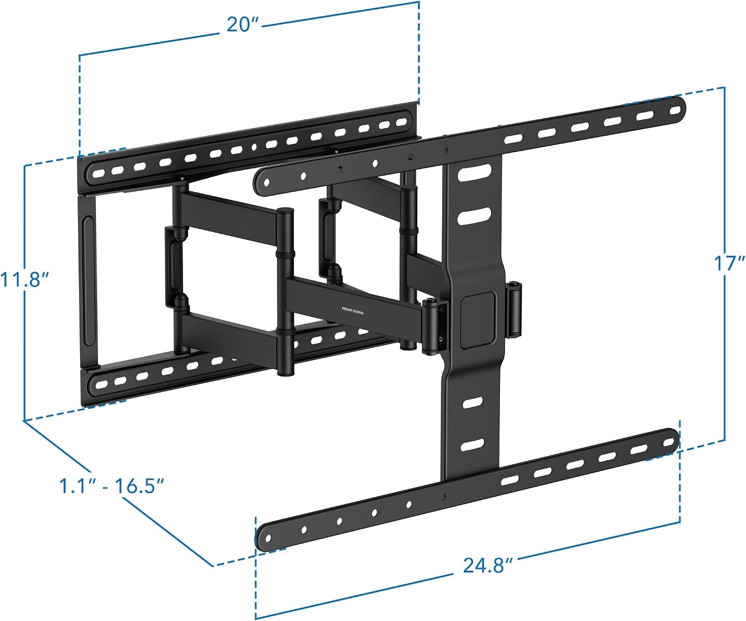 image:imageMountIt ADA Compliant Ultra Slim Full Motion TV Wall Mount 11 Thin Low Profile Articulating Bracket for 4390 Inch TVs HeavyDuty Swivel Tilt and Extend Max VESA 600x400 132 lbs Capacity