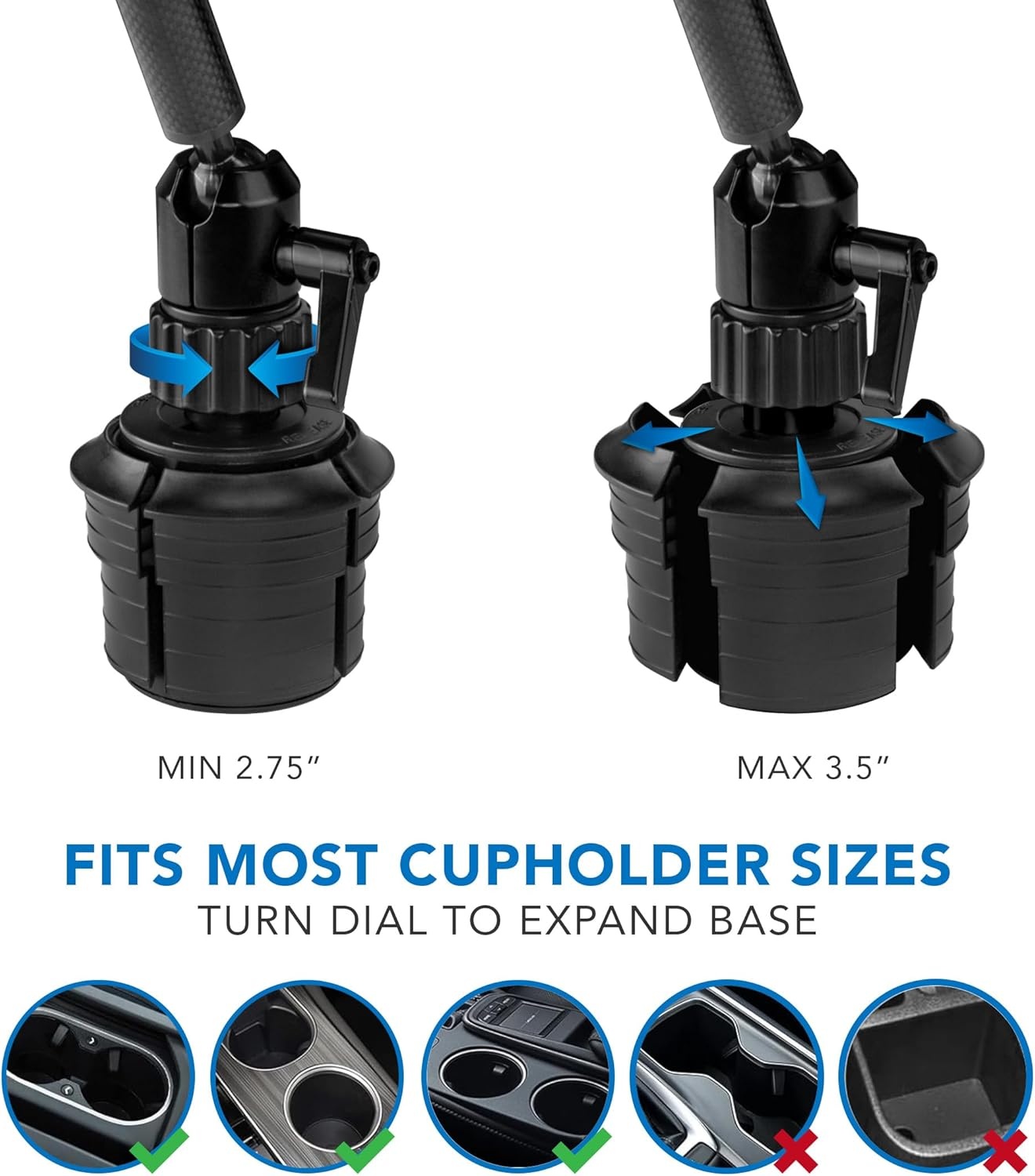 image:imageMountIt Carbon Fiber Cup Holder Tablet Mount Tablet Holder for Car Truck SUV Adjustable 711 Inch iPad amp Tablets 18 Extension Arm 360 Rotation Fits 27535 Cupholders ELD GPS HolderCarbon Fiber