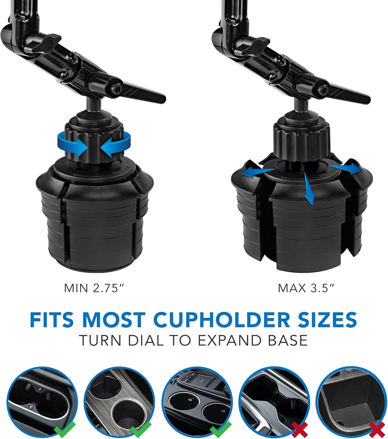 image:imageMountIt Carbon Fiber Cup Holder Tablet Mount Tablet Holder for Car Truck SUV Adjustable 711 Inch iPad amp Tablets 18 Extension Arm 360 Rotation Fits 27535 Cupholders ELD GPS HolderAluminum