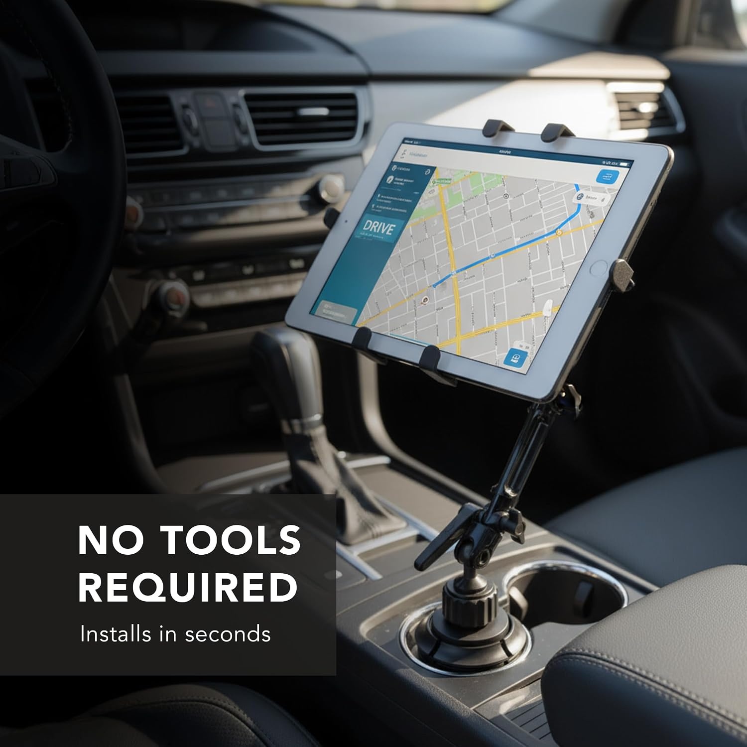 image:imageMountIt Carbon Fiber Cup Holder Tablet Mount Tablet Holder for Car Truck SUV Adjustable 711 Inch iPad amp Tablets 18 Extension Arm 360 Rotation Fits 27535 Cupholders ELD GPS HolderAluminum