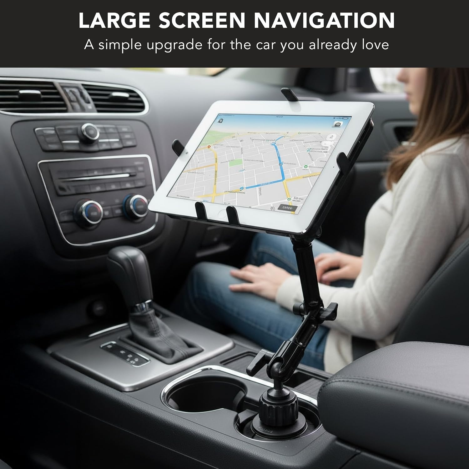 image:imageMountIt Carbon Fiber Cup Holder Tablet Mount Tablet Holder for Car Truck SUV Adjustable 711 Inch iPad amp Tablets 18 Extension Arm 360 Rotation Fits 27535 Cupholders ELD GPS HolderAluminum