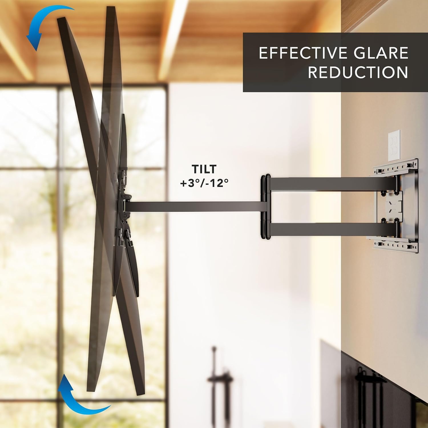 image:imageMountIt Corner Long Arm Full Motion TV Wall Mount Extra Long 425Inch Extension HeavyDuty Dual Arm Bracket for 43100 Inch TVs Swivel Tilt Level Adjustment Max VESA 800x600 132 lbs