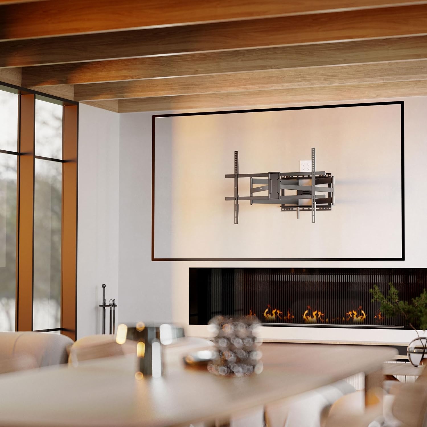 image:imageMountIt Corner Long Arm Full Motion TV Wall Mount Extra Long 425Inch Extension HeavyDuty Dual Arm Bracket for 43100 Inch TVs Swivel Tilt Level Adjustment Max VESA 800x600 132 lbs