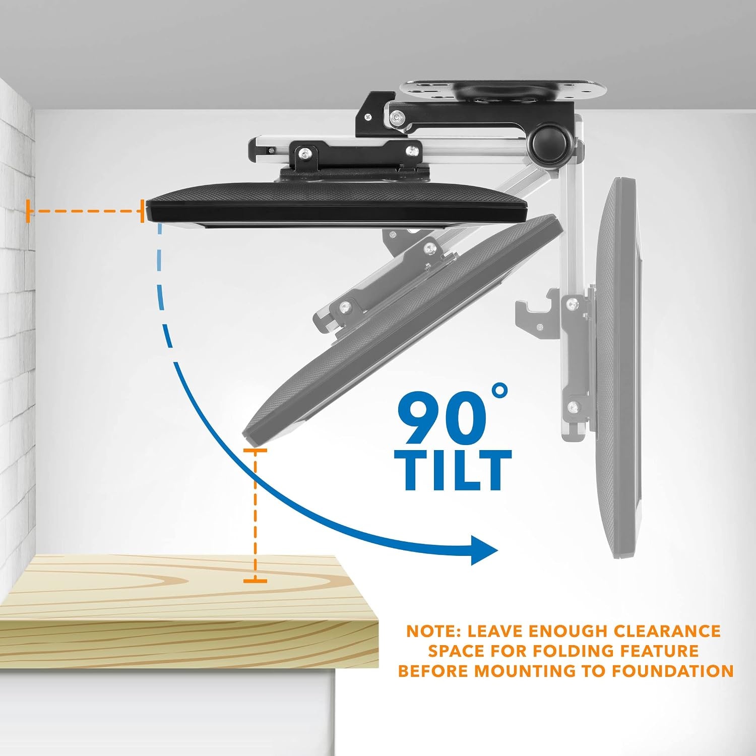 image:imageMountIt Flip Down TV amp Monitor Mount Under Cabinet amp Ceiling Bracket for Kitchens RVs amp Small Spaces Fits 1337 Inch Screens VESA 75x75 100x100 200x200 Tilt amp Swivel 44 lbs Capacity1737 Inch Screens