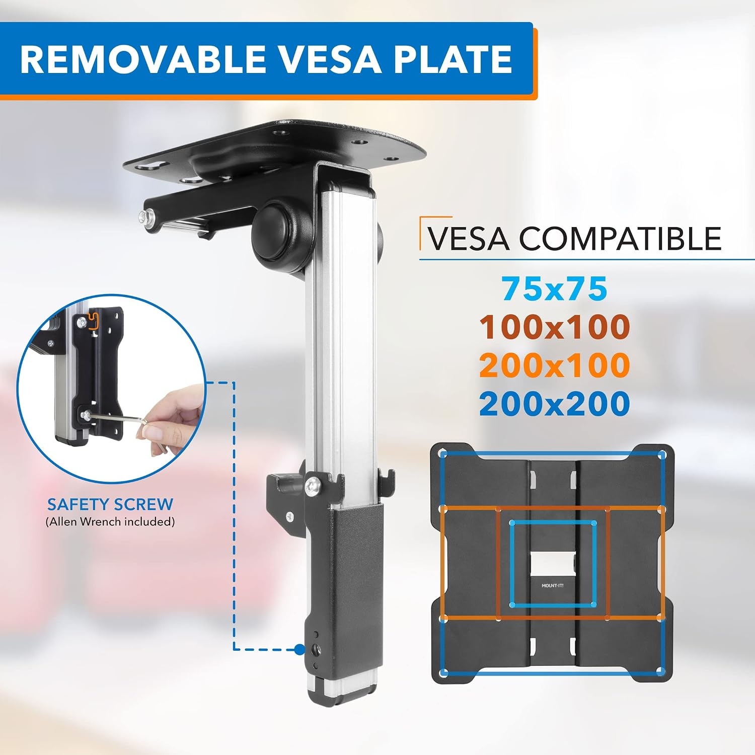 image:imageMountIt Flip Down TV amp Monitor Mount Under Cabinet amp Ceiling Bracket for Kitchens RVs amp Small Spaces Fits 1337 Inch Screens VESA 75x75 100x100 200x200 Tilt amp Swivel 44 lbs Capacity1737 Inch Screens