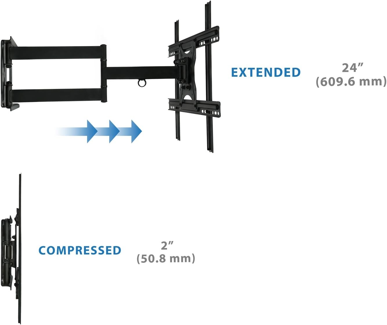 image:imageMountIt Full Motion Articulating TV Wall Mount Bracket for 3270 Plasma LED LCD Flat Screens up to 100 Pounds and 600x400 VESA Tilt Swivel Extend Compress