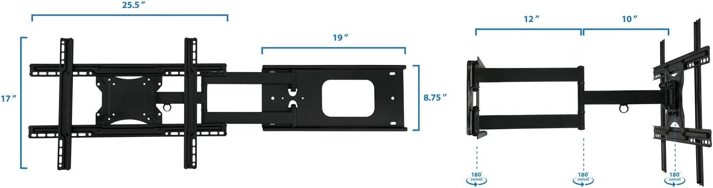 image:imageMountIt Full Motion Articulating TV Wall Mount Bracket for 3270 Plasma LED LCD Flat Screens up to 100 Pounds and 600x400 VESA Tilt Swivel Extend Compress
