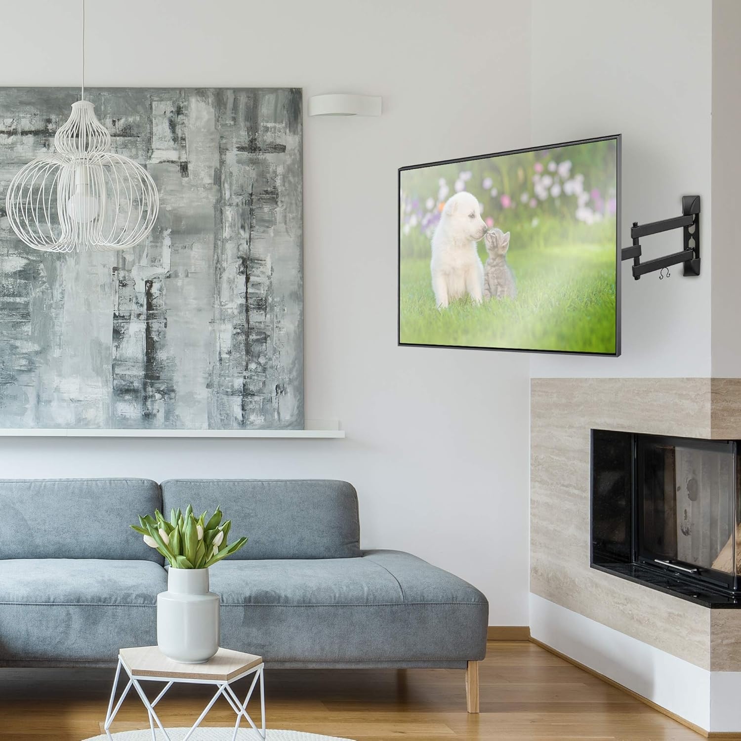 image:imageMountIt Full Motion Articulating TV Wall Mount for 2355 Inch LED LCD OLED Flat Screen TVs Tilt amp Swivel Arm Extends 156 VESA 75x75 to 400x400 66 lb Capacity Single Stud Installation
