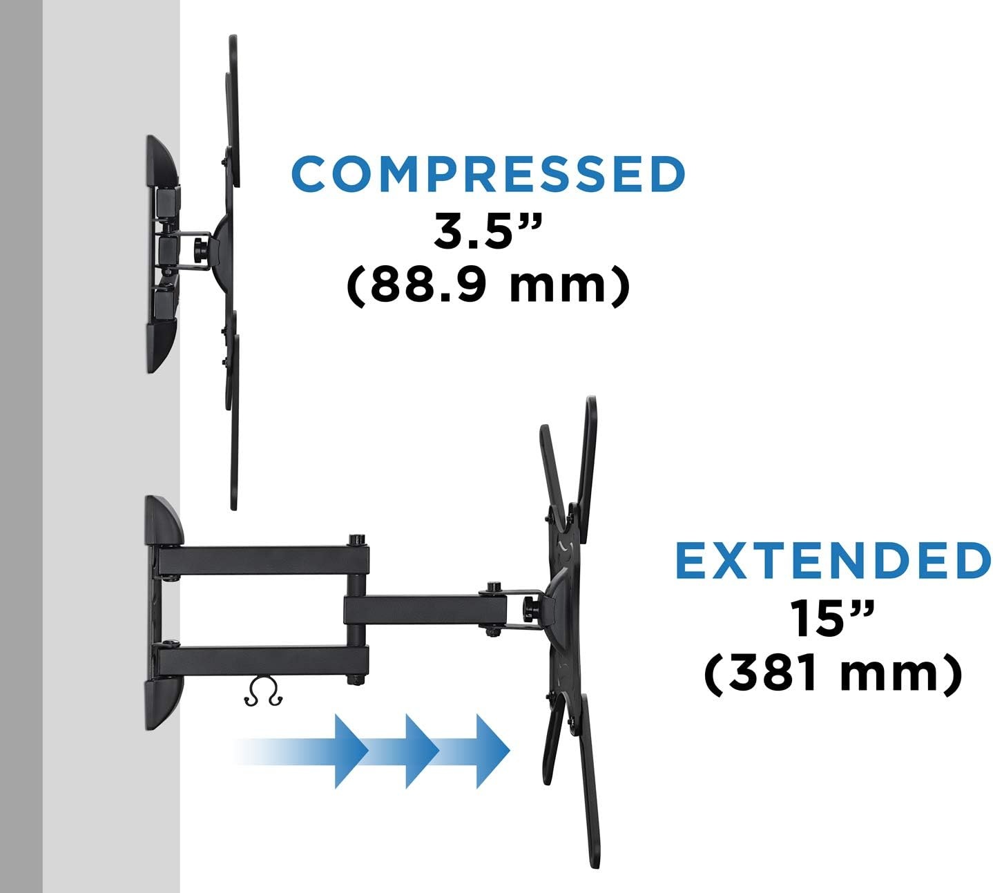 image:imageMountIt Full Motion Articulating TV Wall Mount for 2355 Inch LED LCD OLED Flat Screen TVs Tilt amp Swivel Arm Extends 156 VESA 75x75 to 400x400 66 lb Capacity Single Stud Installation