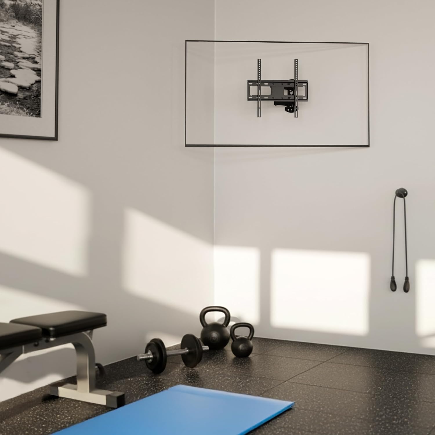image:imageMountIt Full Motion Corner TV Wall Mount Single Stud Install Swivel Tilt amp 15 Extension Single Arm for 3250 TVs HeavyDuty Steel Fits VESA 100x100400x400 66 lbs Capacity