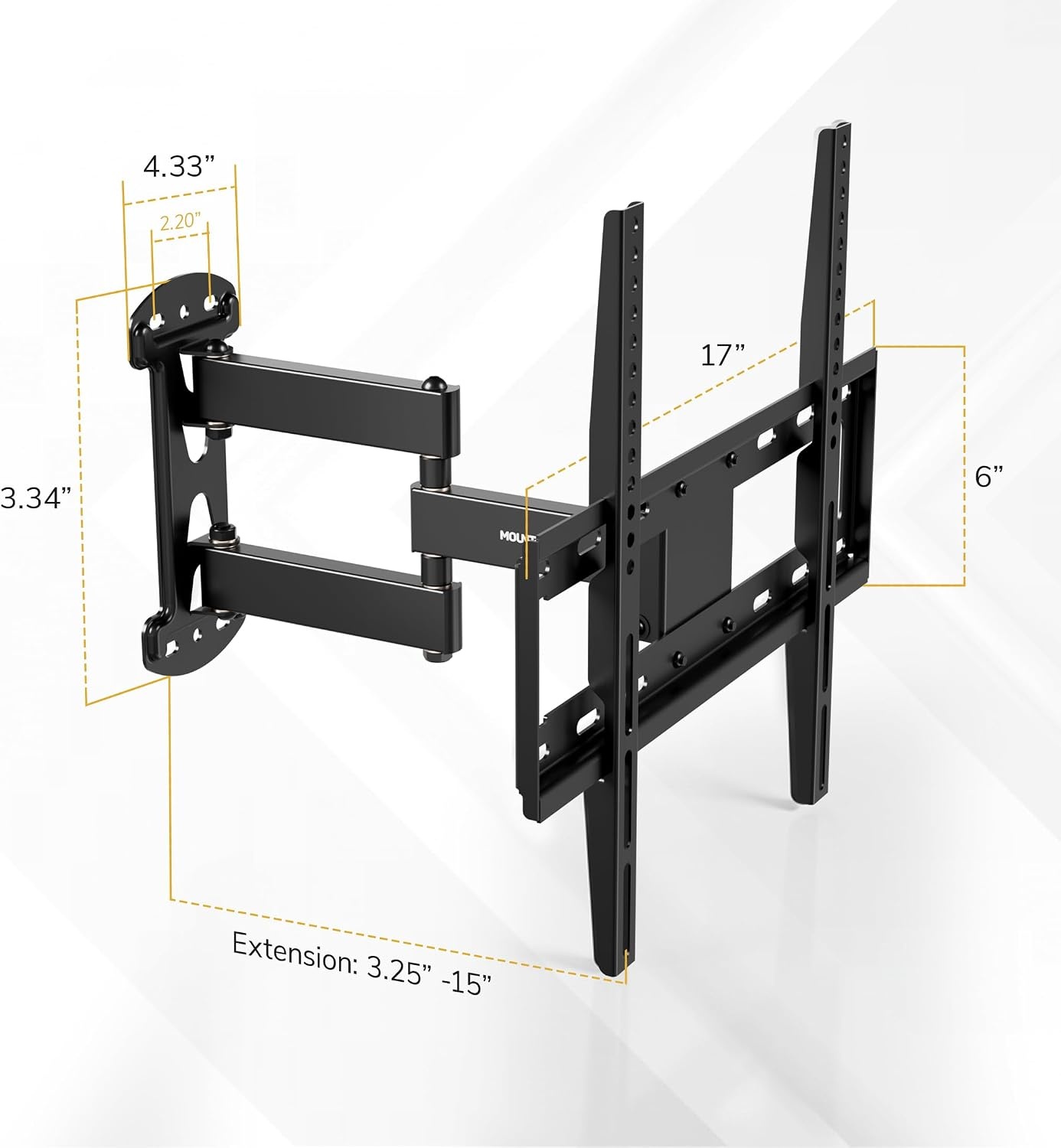 image:imageMountIt Full Motion Corner TV Wall Mount Single Stud Install Swivel Tilt amp 15 Extension Single Arm for 3250 TVs HeavyDuty Steel Fits VESA 100x100400x400 66 lbs Capacity