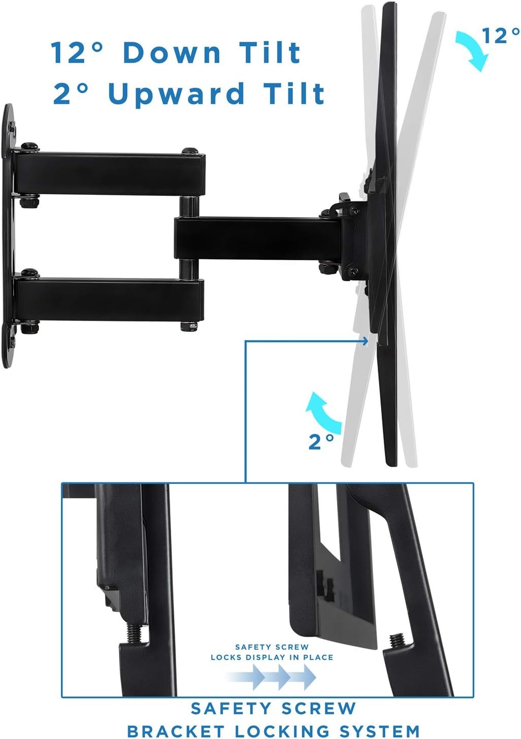 image:imageMountIt Full Motion Corner TV Wall Mount for 1955 Inch TVs Articulating SingleStud TV Mount Tilt Swivel Extend Retract VESA 75x75 to 400x400 66 lb Capacity