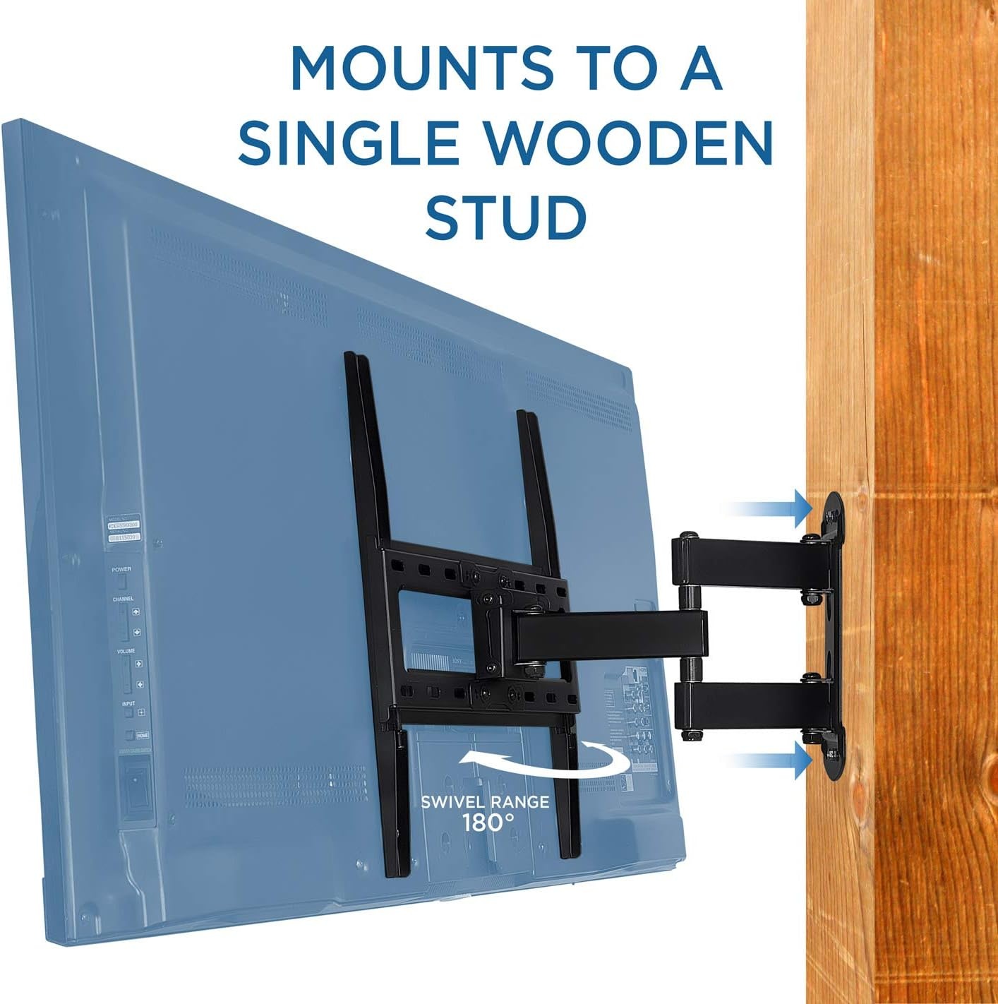 image:imageMountIt Full Motion Corner TV Wall Mount for 1955 Inch TVs Articulating SingleStud TV Mount Tilt Swivel Extend Retract VESA 75x75 to 400x400 66 lb Capacity