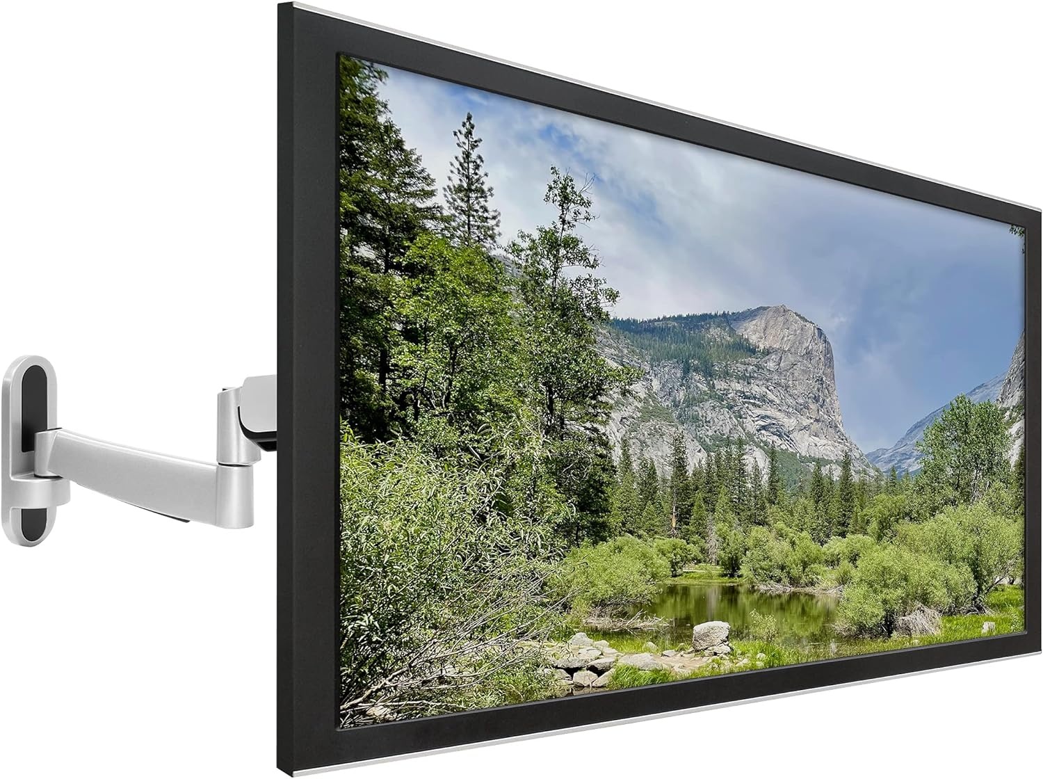 image:imageMountIt Full Motion Gas Spring TV Wall Mount for 2555 Inch LED LCD OLED Flat Screen TVs Height Adjustable 135 Articulating Arm VESA 100x100 to 400x400 44 lb Capacity Single Stud Silver
