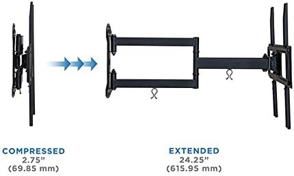 image:imageMountIt Full Motion TV Wall Mount 24 Inch Long Extension Arm Fits 32 to 55 Inch Flat or Curved TVs VESA 75x75 to 400x400mm Swivel Tilt Rotate HeavyDuty Steel 77 lbs Capacity