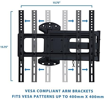 image:imageMountIt Full Motion TV Wall Mount 24 Inch Long Extension Arm Fits 32 to 55 Inch Flat or Curved TVs VESA 75x75 to 400x400mm Swivel Tilt Rotate HeavyDuty Steel 77 lbs Capacity