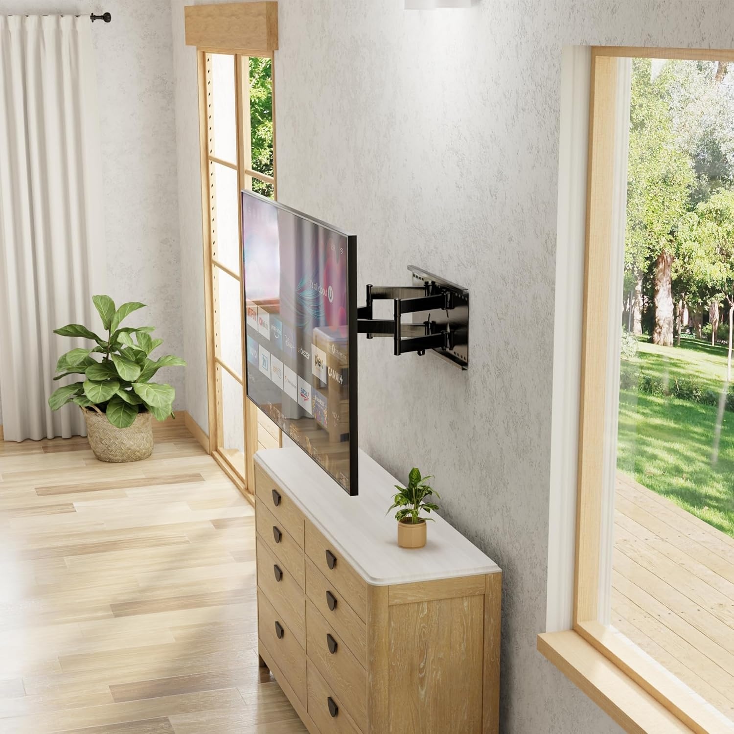 image:imageMountIt Full Motion TV Wall Mount HeavyDuty Dual Arm Articulating TV Bracket for 4890 Inches Screen VESA Compatible up to 800x450mm 200 Lbs Capacity