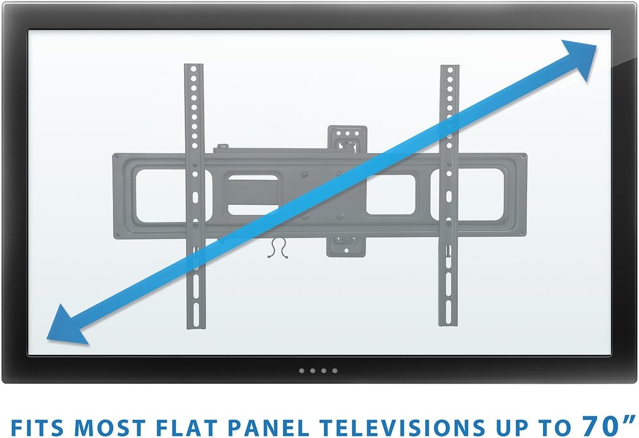 image:imageMountIt Full Motion TV Wall Mount Single Stud Installation Swivel Tilt amp 17 Extension Single Arm Bracket for 3770 Inch TVs HeavyDuty Steel Fits VESA 100x100600x400 77 lbs Capacity