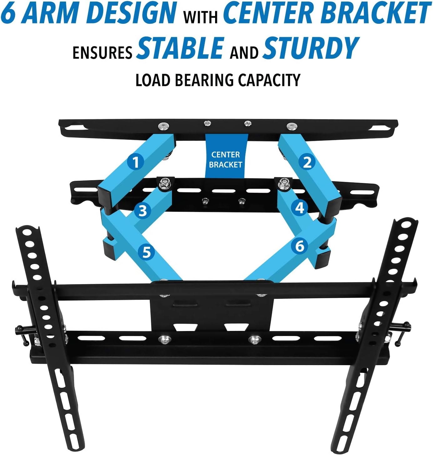 image:imageMountIt Full Motion TV Wall Mount Stable Dual Arm Articulating Bracket for 3255 Inch TVs Swivel Tilt amp Extend Universal VESA Wall Mount for Flat Screen LED LCD OLED 115 lbs Capacity