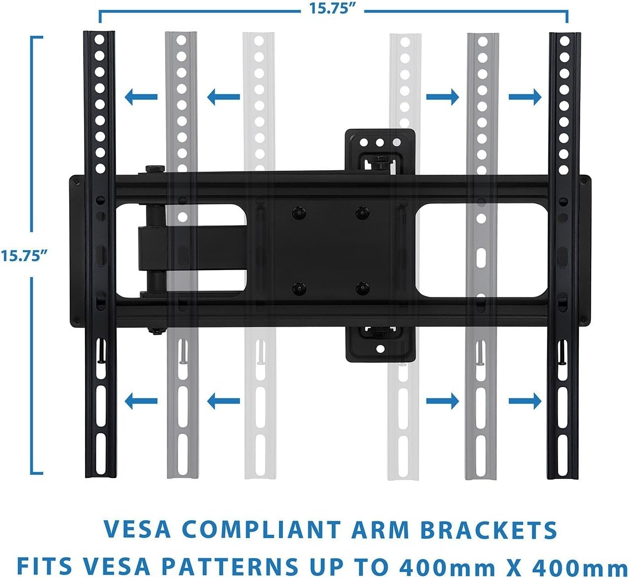 image:imageMountIt Full Motion TV Wall Mount Swivel Tilting Articulating Flat Screen TV Bracket for 2655 Inch Arm Extension up to 17Inch 77lb Capacity Black