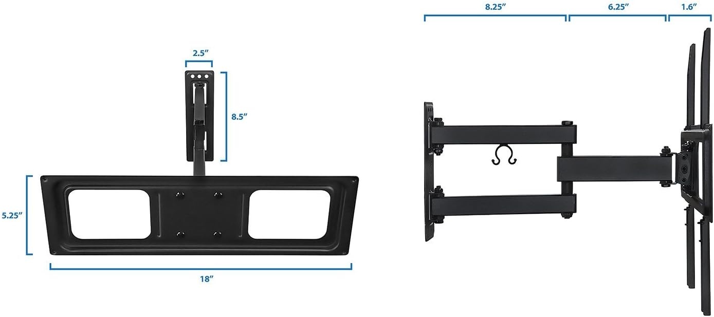 image:imageMountIt Full Motion TV Wall Mount Swivel Tilting Articulating Flat Screen TV Bracket for 2655 Inch Arm Extension up to 17Inch 77lb Capacity Black