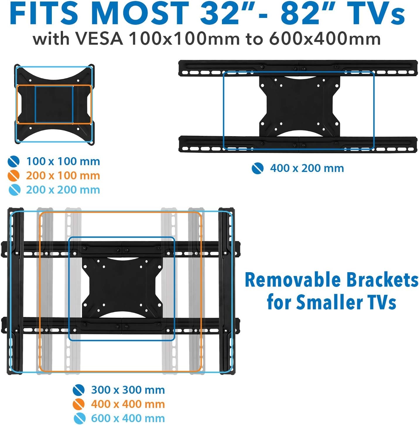 image:imageMountIt Full Motion TV Wall Mount for Large TVs 3782 Inch HeavyDuty Dual Arm Articulating TV Mount 132 lb Capacity Low Profile Extending Wall Mount VESA 100x100600x400
