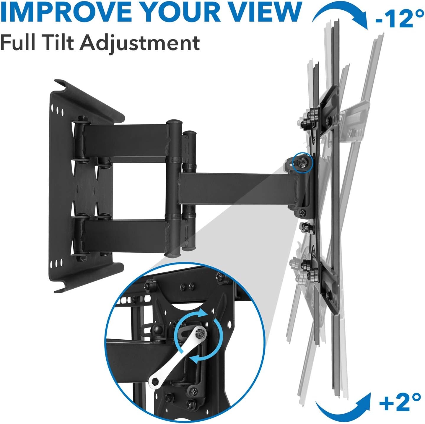 image:imageMountIt Full Motion TV Wall Mount for Large TVs 3782 Inch HeavyDuty Dual Arm Articulating TV Mount 132 lb Capacity Low Profile Extending Wall Mount VESA 100x100600x400