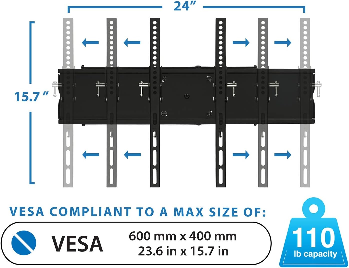 image:imageMountIt Full Motion TV Wall Mount with 173 Extending Swivel Arm VESA Compatible 400x400 and 600x400 Fits 32 35 40 45 50 55 60 65 Inch 110 Lbs Capacity