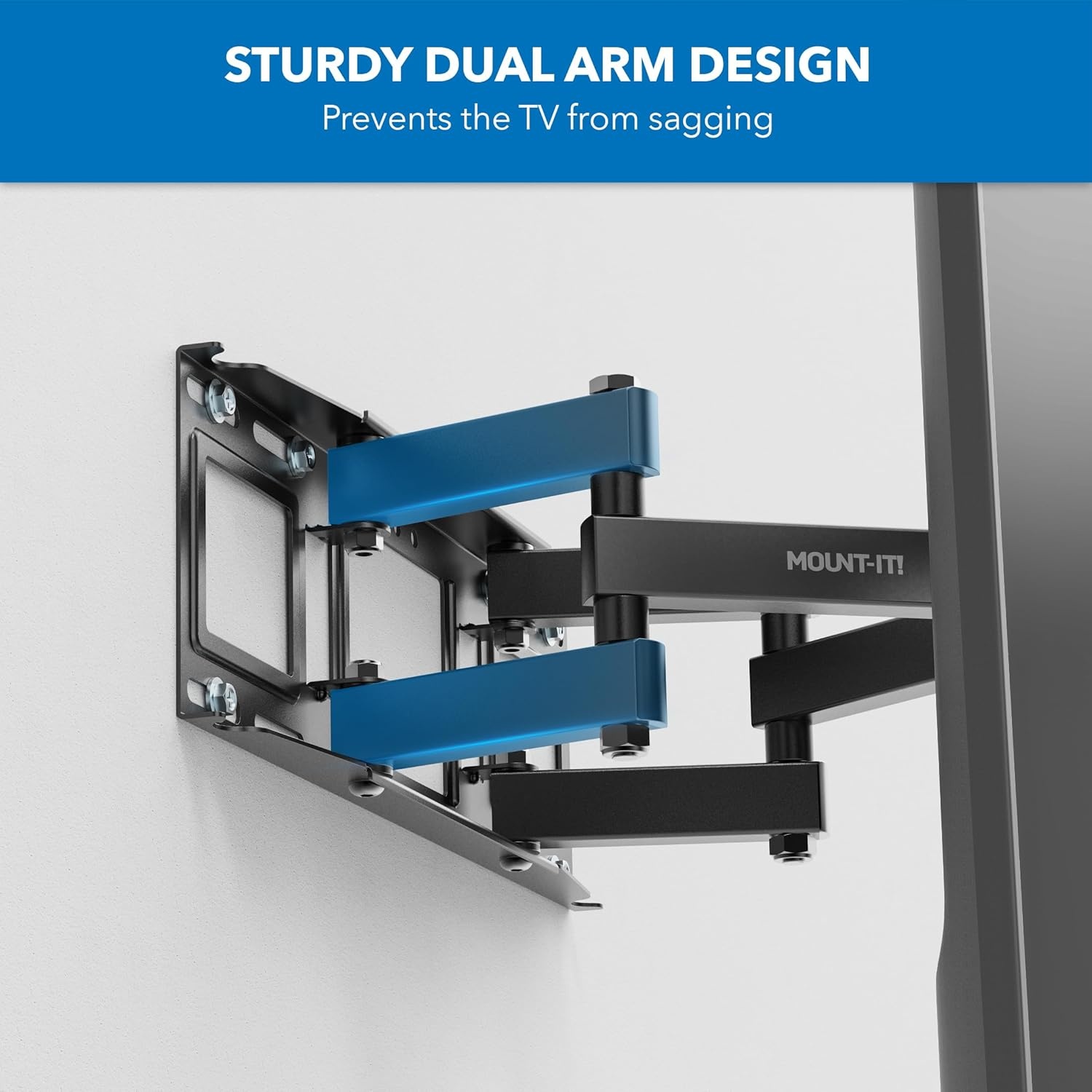 image:imageMountIt Full Motion TV Wall Mount with Heavy Duty Dual Arms 14 Extension and Compatible with TVs 37 up to 80 Screen Size Fits VESA up to 600x400mm 88 Lbs Capacity