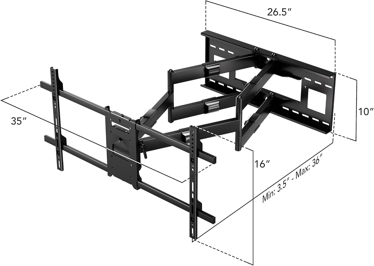 image:imageMountIt Heavy Duty Dual Arm TV Wall Mount Extra Long 36 Extension Full Motion Articulating Bracket for 4090 Screens 176 lb Capacity VESA 100x100800x400 Corner amp Fireplace Compatible
