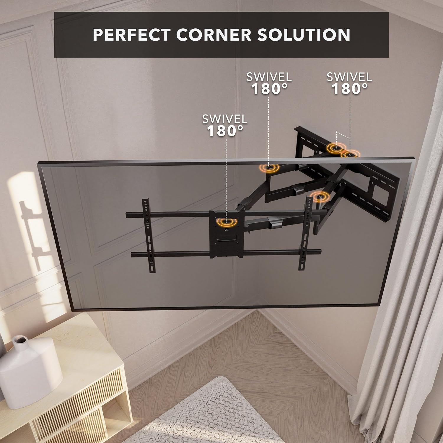 image:imageMountIt Heavy Duty Dual Arm TV Wall Mount Extra Long 36 Extension Full Motion Articulating Bracket for 4090 Screens 176 lb Capacity VESA 100x100800x400 Corner amp Fireplace Compatible