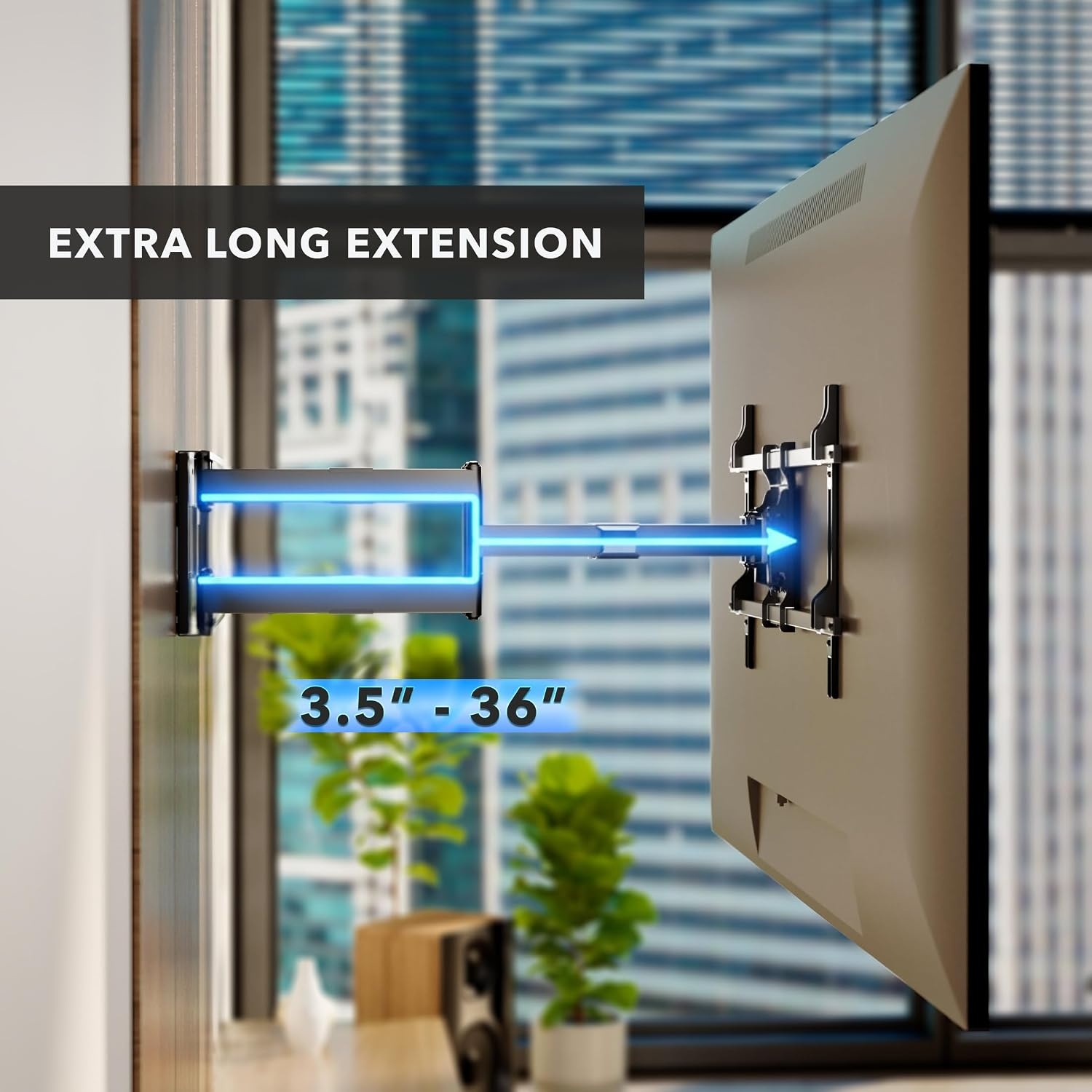 image:imageMountIt Heavy Duty Dual Arm TV Wall Mount Extra Long 36 Extension Full Motion Articulating Bracket for 4090 Screens 176 lb Capacity VESA 100x100800x400 Corner amp Fireplace Compatible