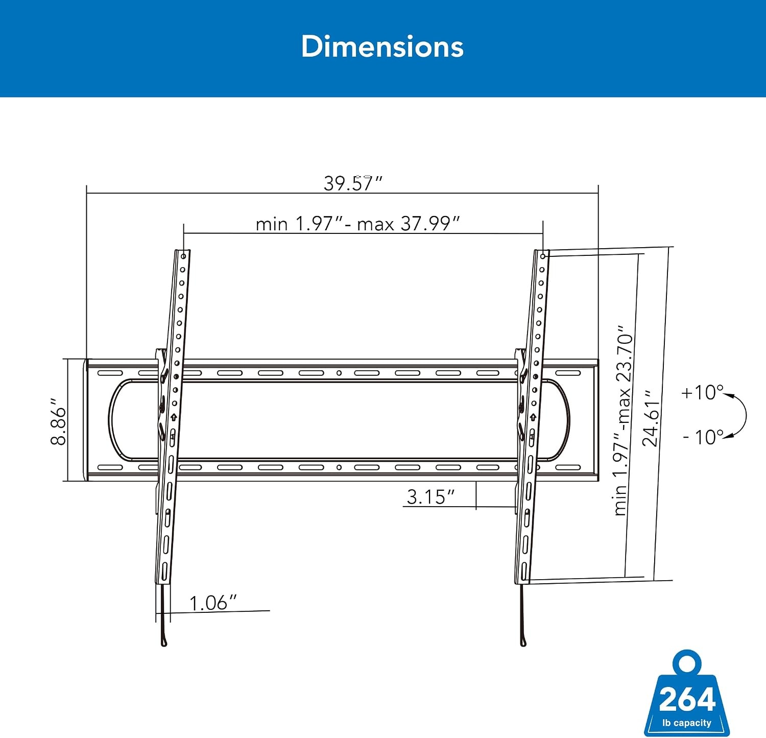 image:imageMountIt Heavy Duty XXL TV Wall Mount for Extra Large TVs Tilting TV Mount max VESA 900x600 Holds up to 264lb Large Display Wall Mount for 60 65 70 75 80 85 90 100 120
