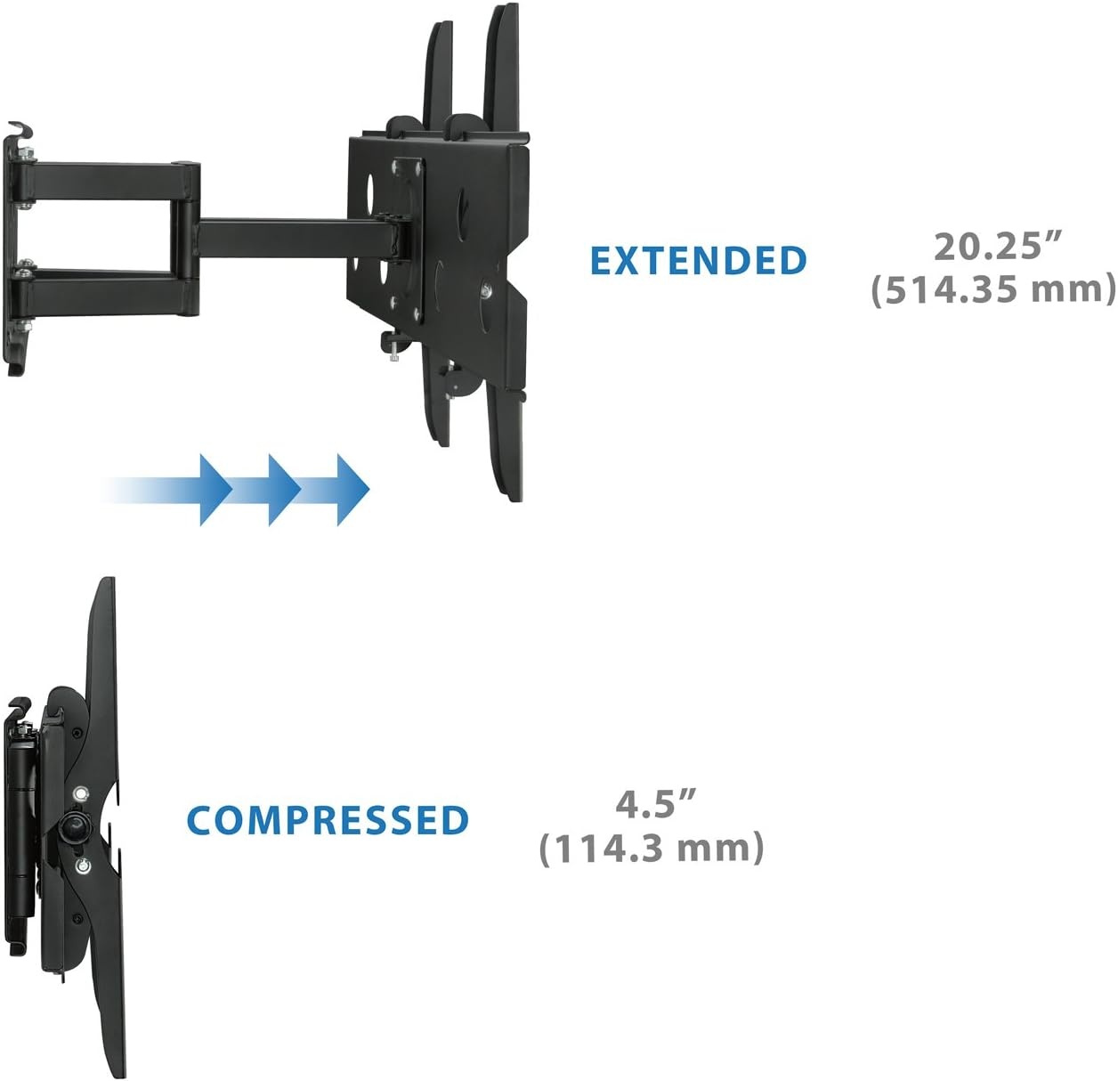 image:imageMountIt HeavyDuty TV Wall Mount Bracket with Full Motion Articulating Dual Arms Swivel Corner Bracket for 42 to 70 inch Screen LCD OLED Plasma 4K Flat Panels 220 Lbs Capacity