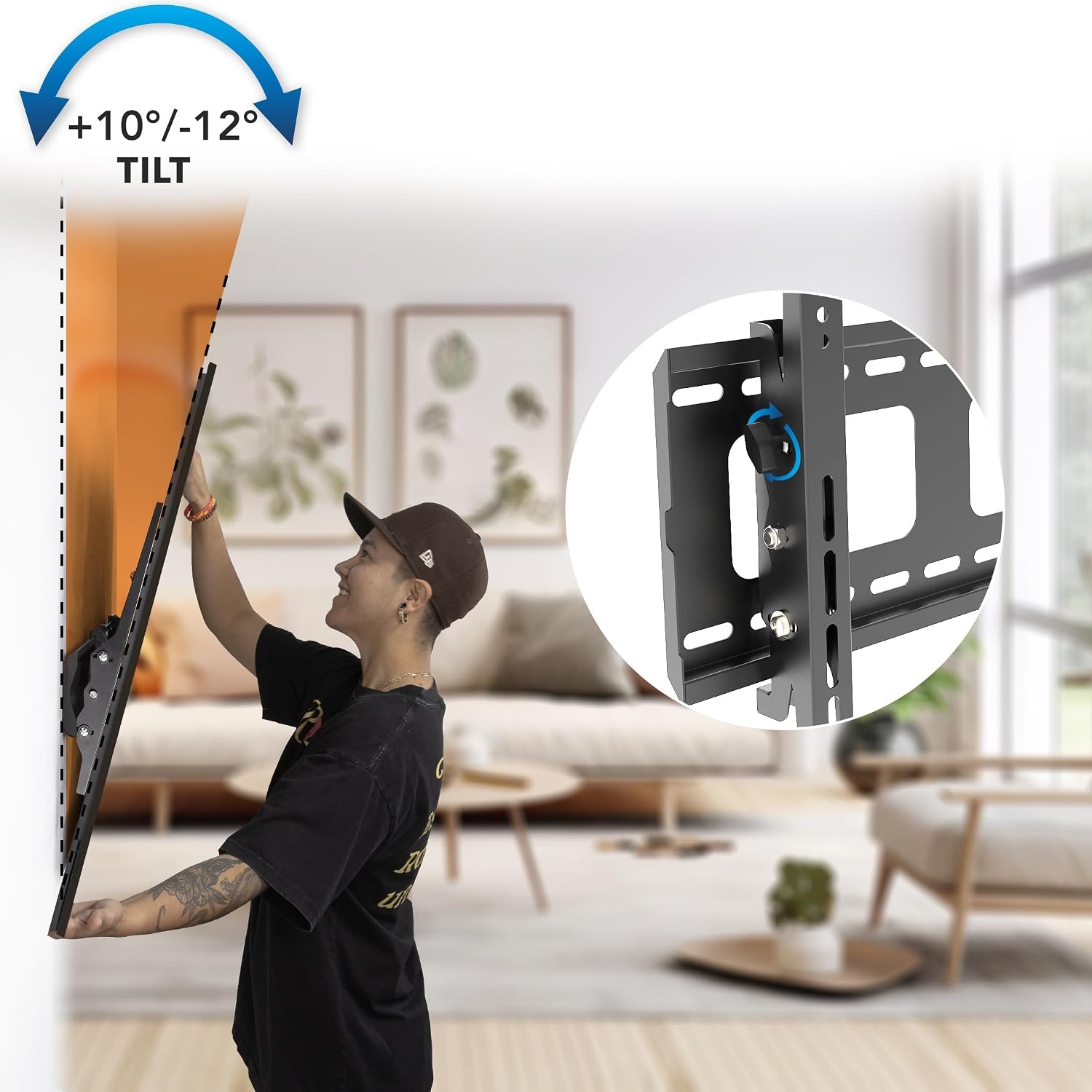 image:imageMountIt HeavyDuty TV Wall Mount for 6590 Inch TVs Tilt TV Wall Mount Holds 220 lbs LowProfile Tilting Bracket Design 800x600mm VESA Secure Stud Mounting for Large Screens