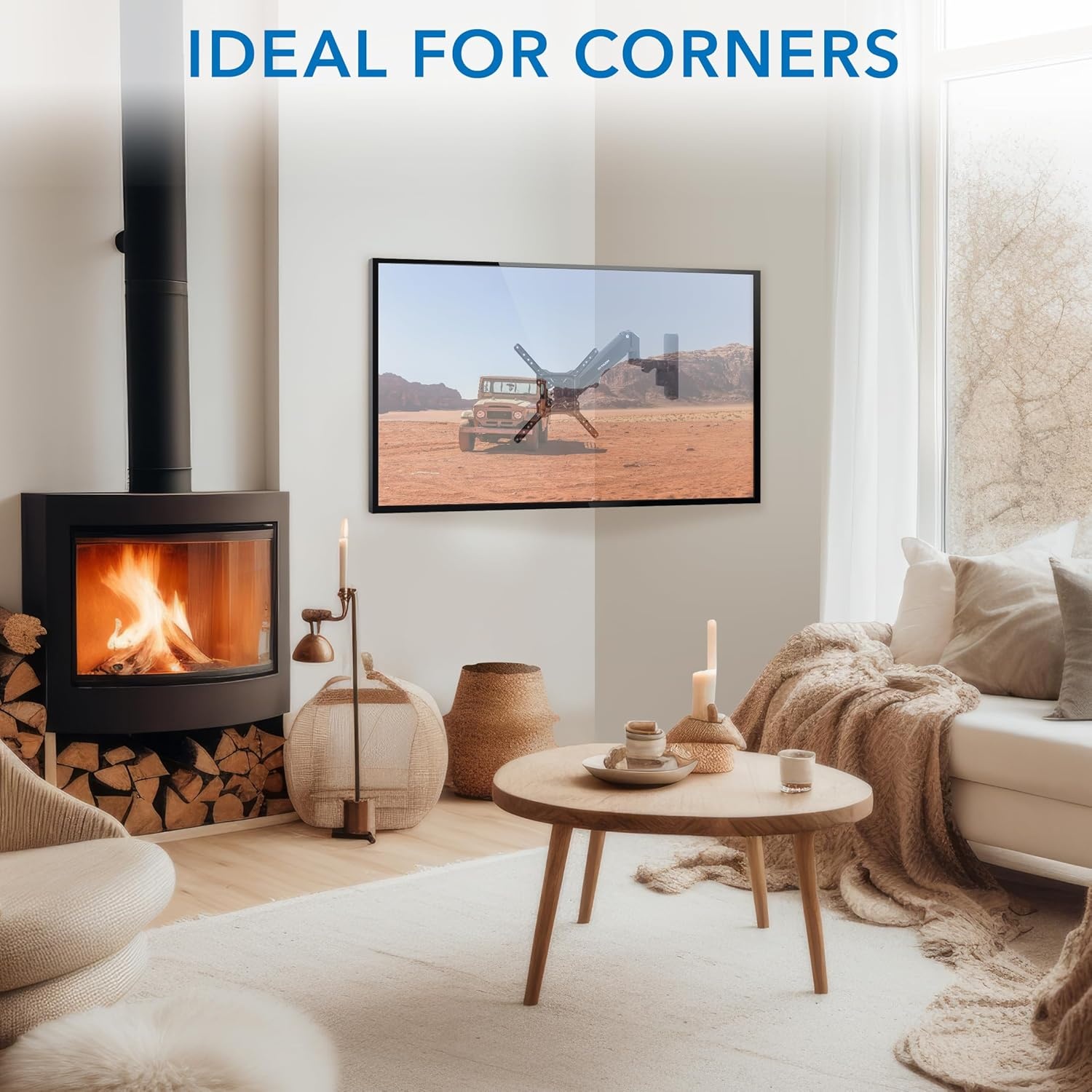 image:imageMountIt Height Adjustable TV Wall Mount Full Motion Pull Down and Vertical Adjustment Fits 2355 Inch Screens Max VESA 400x400mm Swivel and Tilt Capabilities 506 Lbs Capacity