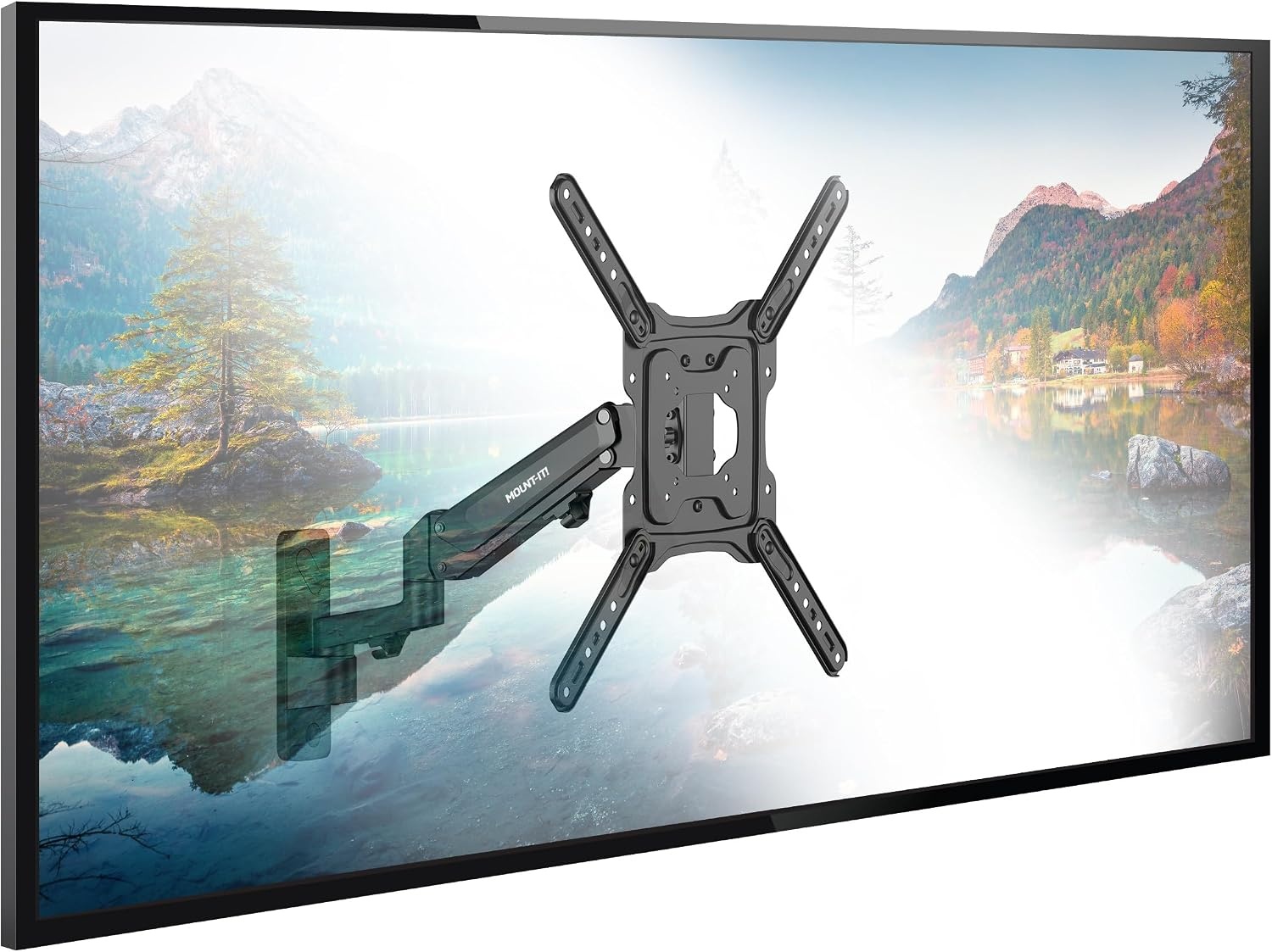 image:imageMountIt Height Adjustable TV Wall Mount Full Motion Pull Down and Vertical Adjustment Fits 2355 Inch Screens Max VESA 400x400mm Swivel and Tilt Capabilities 506 Lbs Capacity