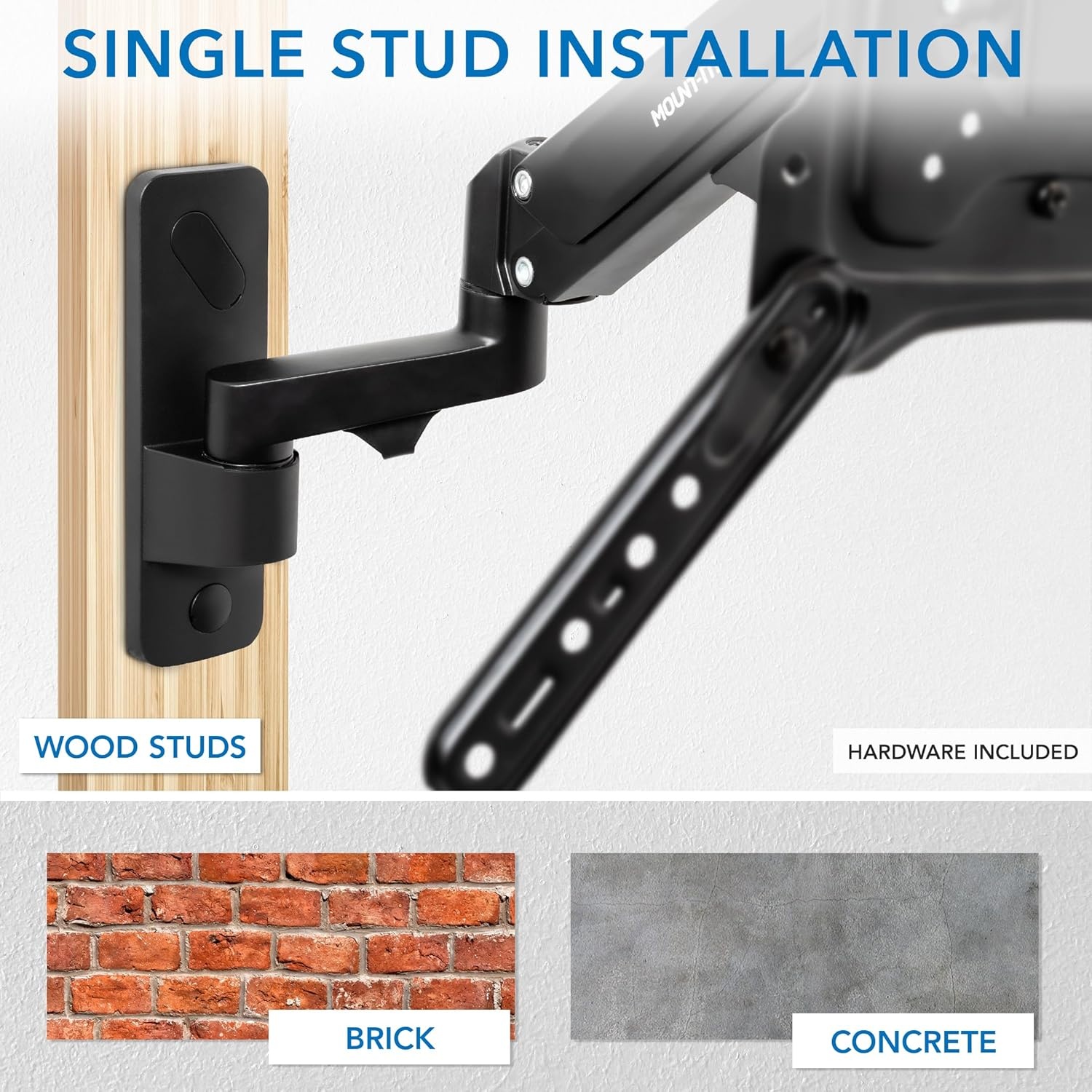 image:imageMountIt Height Adjustable TV Wall Mount Full Motion Pull Down and Vertical Adjustment Fits 2355 Inch Screens Max VESA 400x400mm Swivel and Tilt Capabilities 506 Lbs Capacity