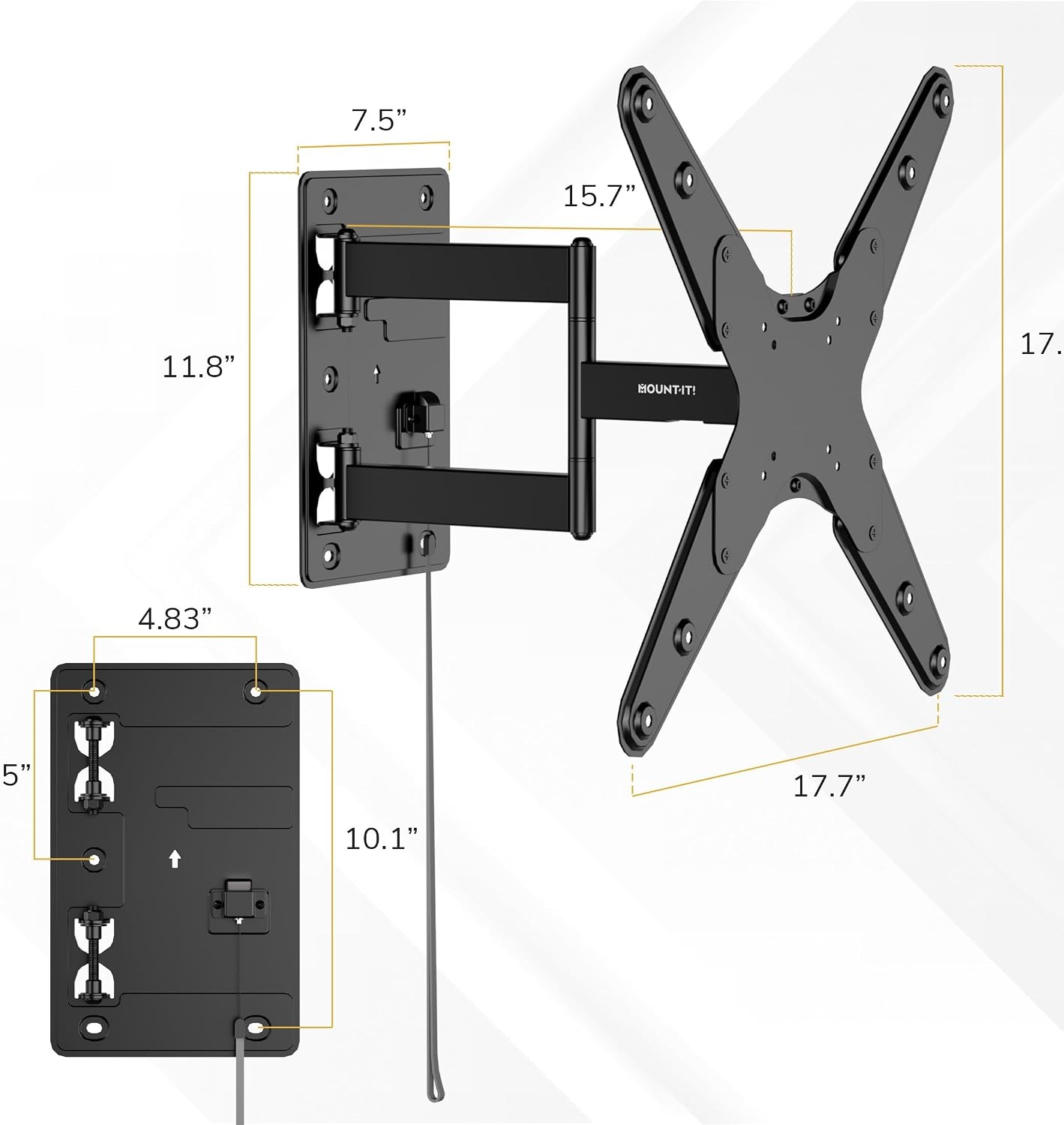 image:imageMountIt Lockable RV TV Mount 2343 Inch Full Motion RV TV Wall Mount for Camper amp Travel Trailer Quick Release Locking Arm RV TV Bracket VESA 75x75200x200 77 lb400x400