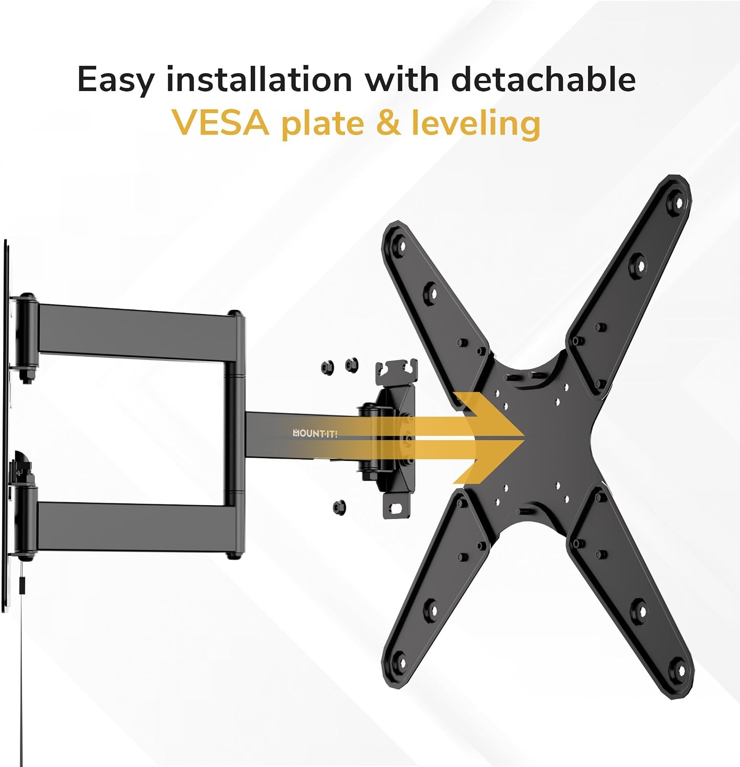 image:imageMountIt Lockable RV TV Mount 2343 Inch Full Motion RV TV Wall Mount for Camper amp Travel Trailer Quick Release Locking Arm RV TV Bracket VESA 75x75200x200 77 lb400x400