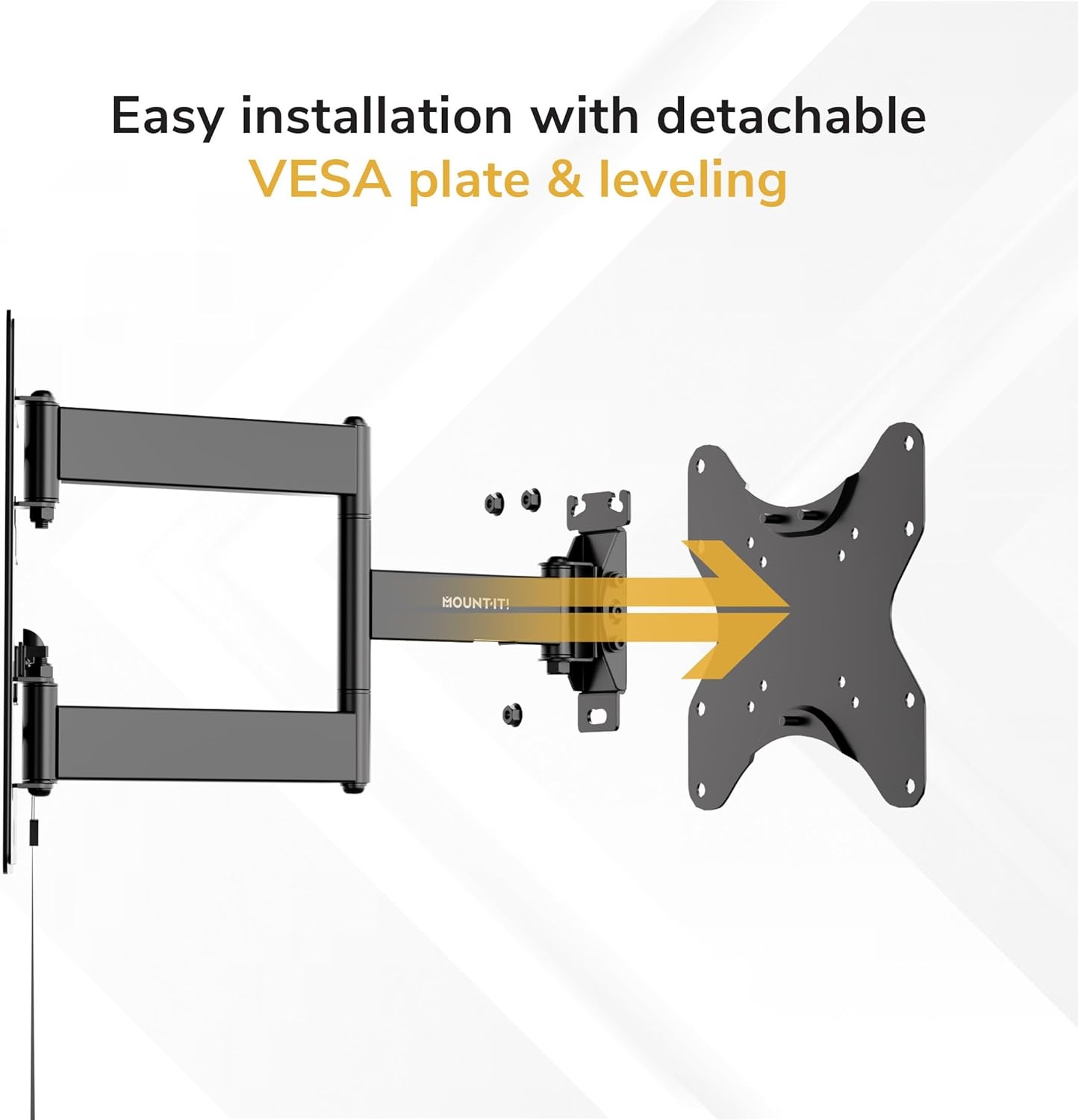 image:imageMountIt Lockable RV TV Mount 2343 Inch Full Motion RV TV Wall Mount for Camper amp Travel Trailer Quick Release Locking Arm RV TV Bracket VESA 75x75200x200 77 lb200x200