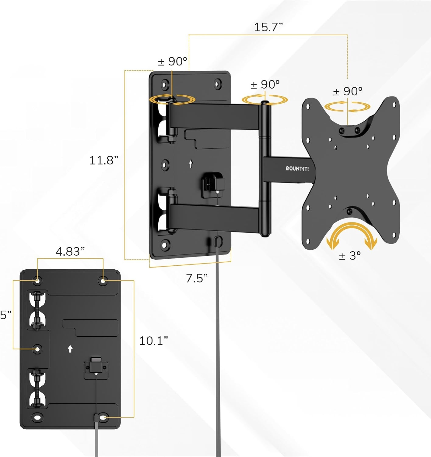 image:imageMountIt Lockable RV TV Mount 2343 Inch Full Motion RV TV Wall Mount for Camper amp Travel Trailer Quick Release Locking Arm RV TV Bracket VESA 75x75200x200 77 lb200x200