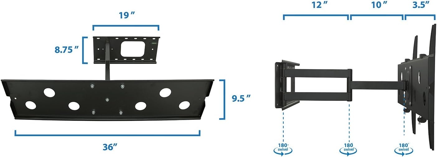 image:imageMountIt Long Arm TV Wall Mount with 26 Inch Extension Swing Out Full Motion Design for Corner Installation Fits 43 50 55 60 65 70 Inch Flat Screen TVs 220 Lb Capacity