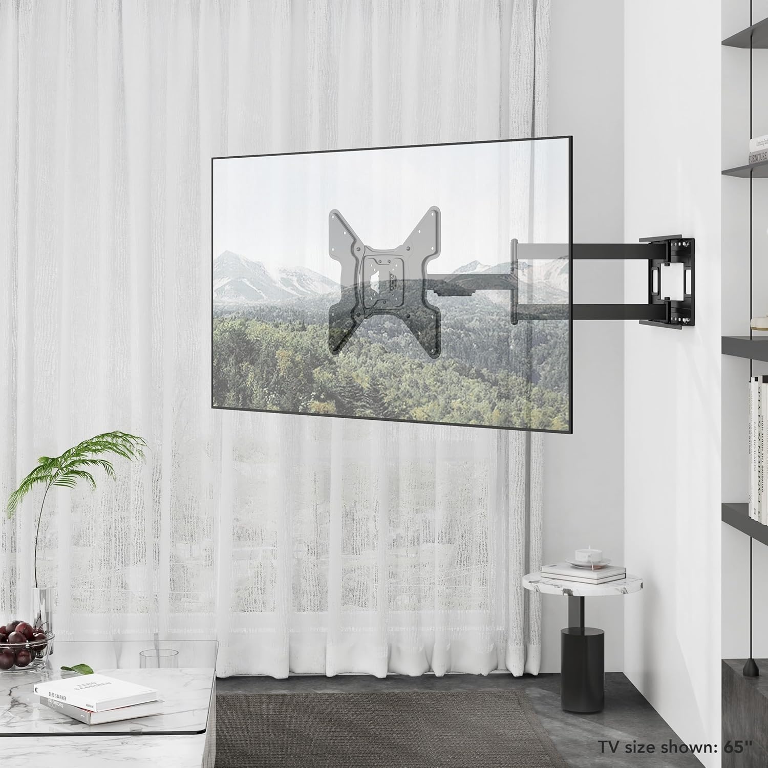 image:imageMountIt Long Arm TV Wall Mount with 40Inch Extension PreAssembled FullMotion Corner Bracket for 3270 TVs up to 110 lbs DualStud Wide Wall Plate 90 Swivel amp Tilt VESA 400x400