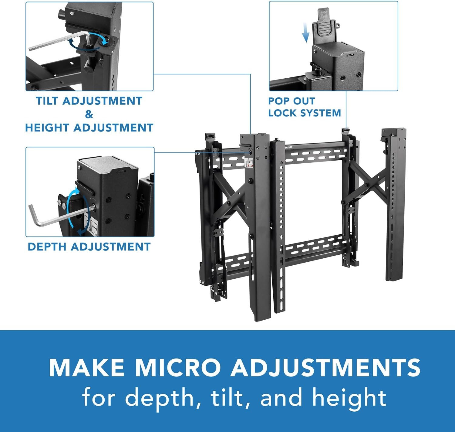 image:imageMountIt Pop Out Video Wall Mount Digital Signage TV Menu Board Mount for 32 to 70 TVs Up to VESA 600x400 Commercial Grade 154 Lbs Capacity
