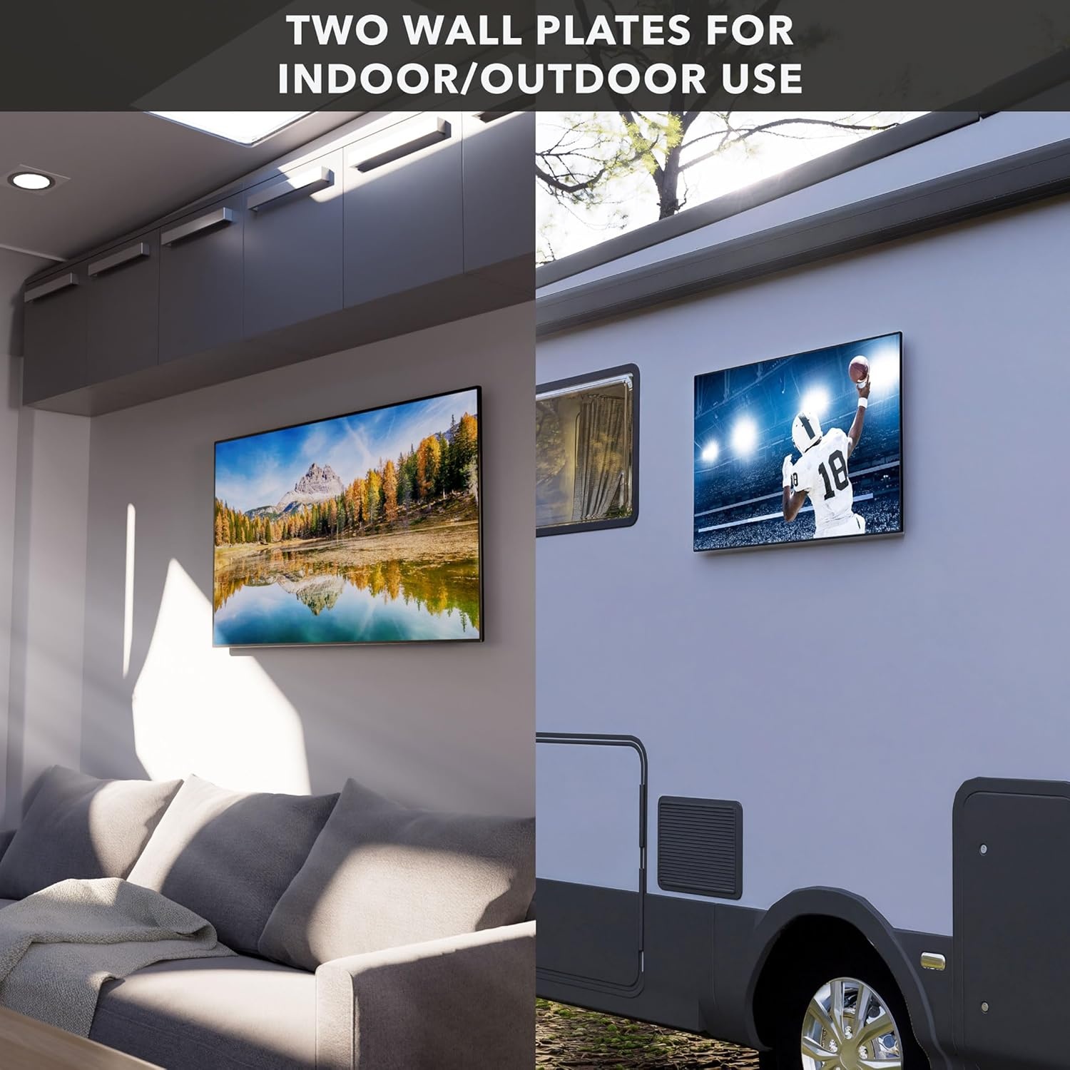 image:imageMountIt RV TV Mount RustProof Polymer Dual Wall Plates amp QuickRelease UltraSlim 07 Profile Fits 1343 TVs up to 30 lbs VESA 75x75 amp 100x100 IndoorOutdoor Camper Bracket