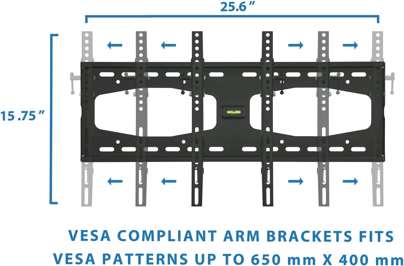 image:imageMountIt Slim Tilting TV Wall Mount Bracket for 3265 Inch Samsung Sony Vizio LG Sharp TVs with Low Profile Design up to VESA 600x400mm Black