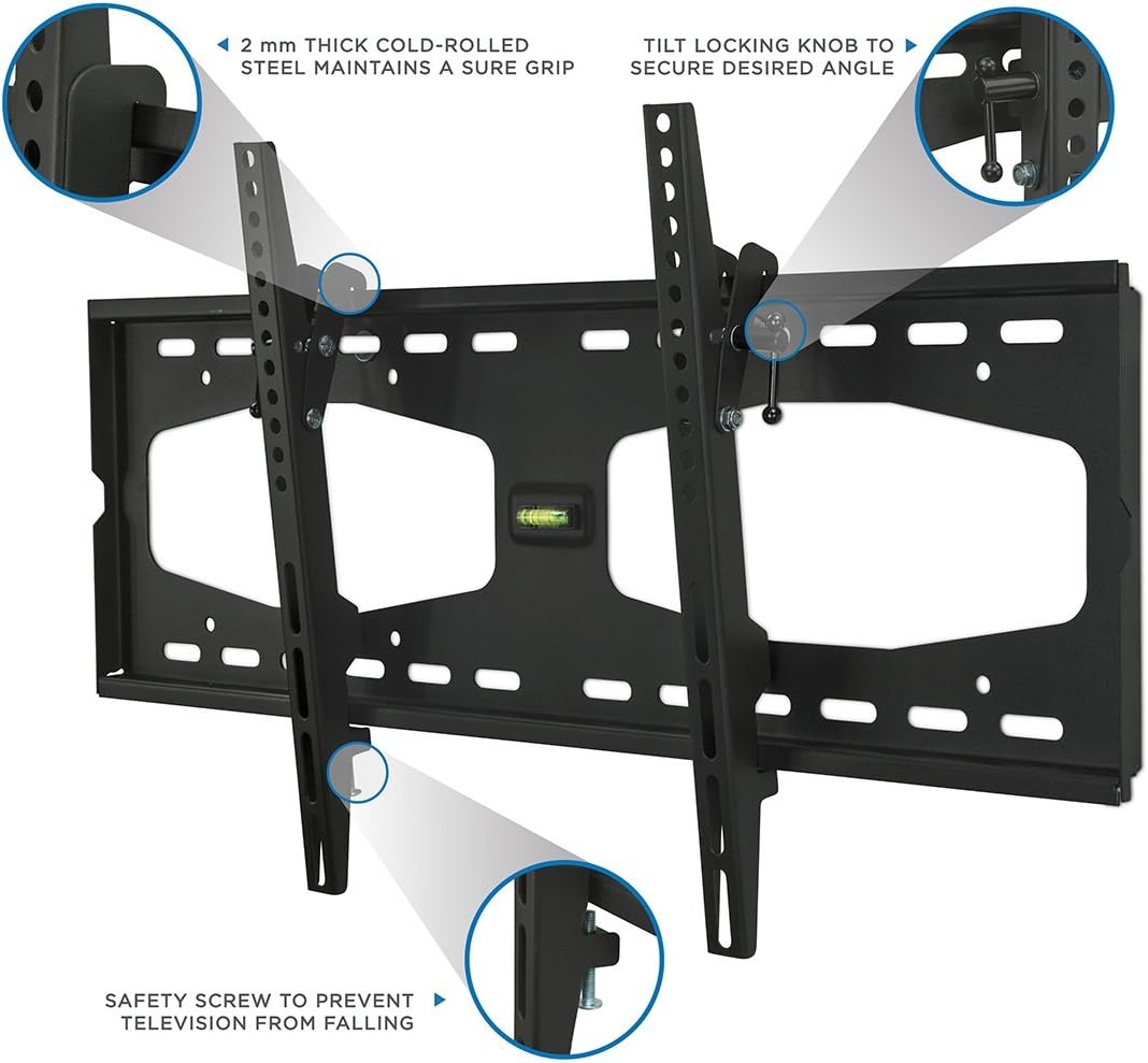 image:imageMountIt Slim Tilting TV Wall Mount Bracket for 3265 Inch Samsung Sony Vizio LG Sharp TVs with Low Profile Design up to VESA 600x400mm Black