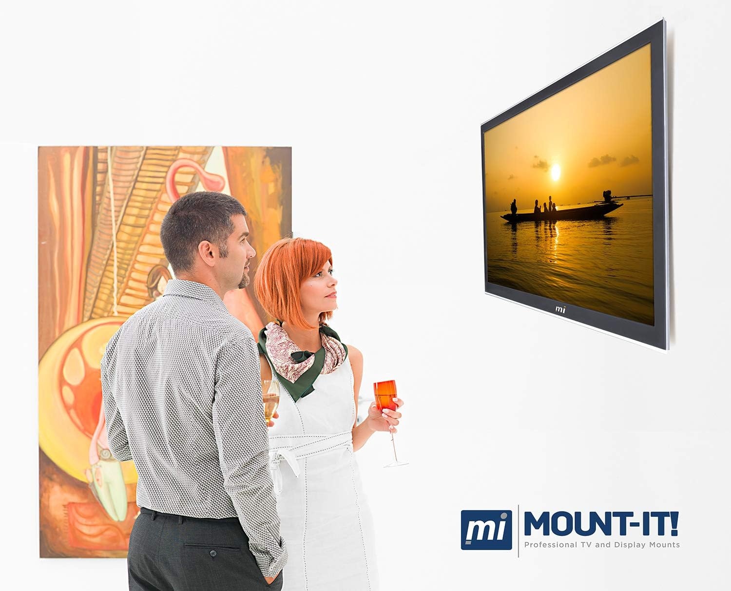 image:imageMountIt Slim Tilting TV Wall Mount Bracket for 3265 Inch Samsung Sony Vizio LG Sharp TVs with Low Profile Design up to VESA 600x400mm Black