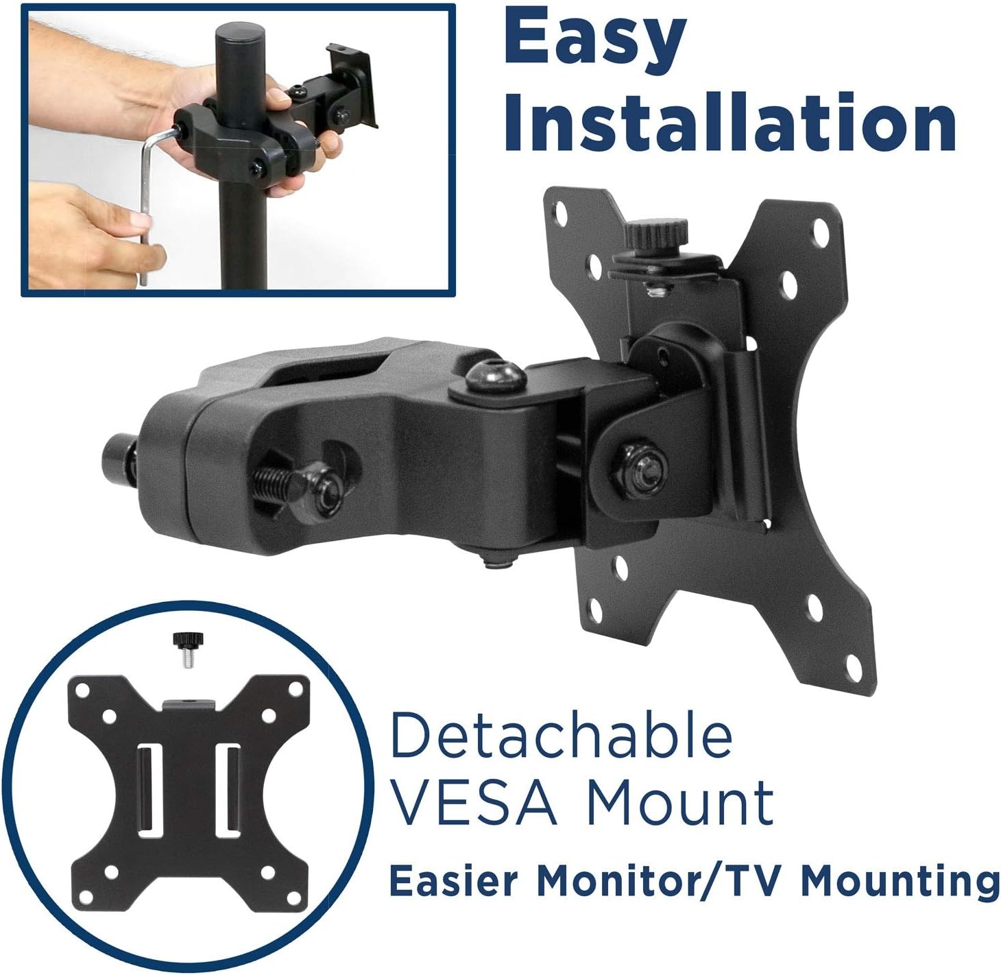 image:imageMountIt TV Pole Mount Fits 32 to 55 Screens Universal VESA 75x75 to 400x400 FullMotion Tilt Swivel amp Rotate Clamps to 11 196 Diameter Poles Ideal for Gazebos Trade Shows amp POS17 32